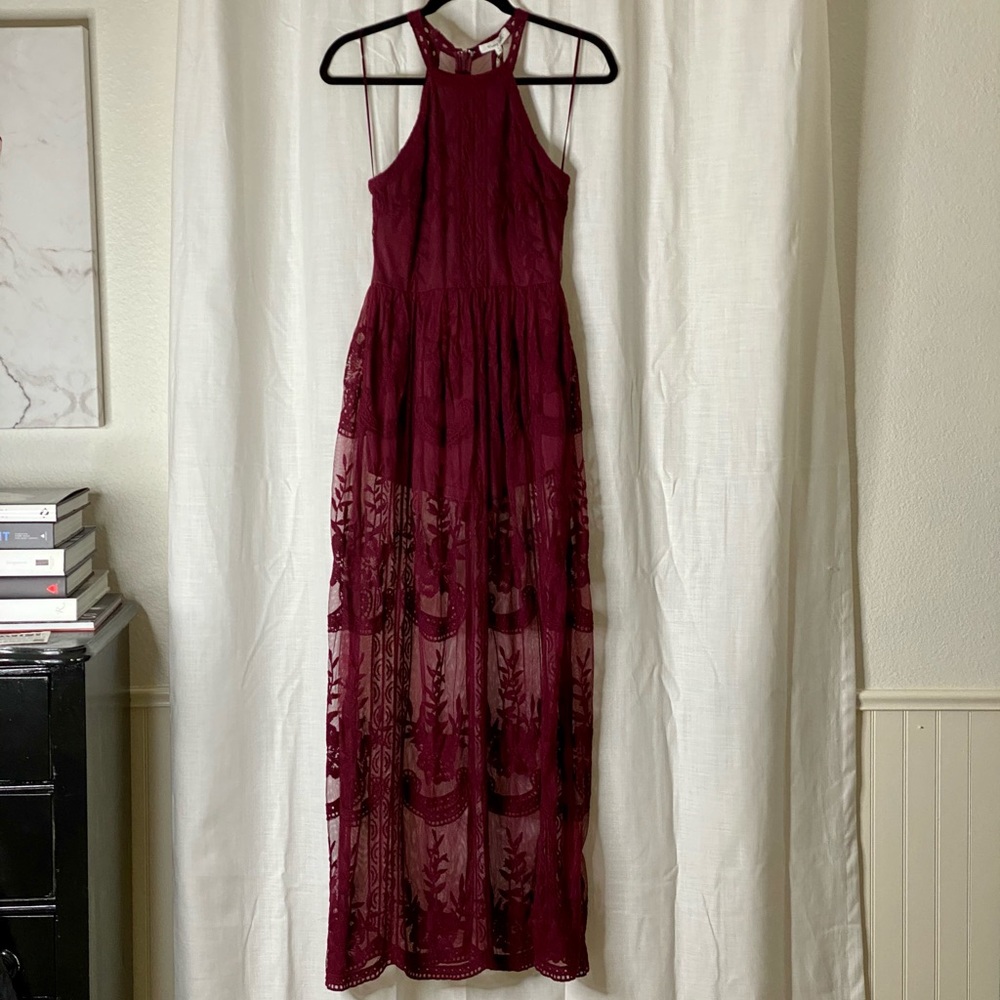 Halter style maxi dress with gorgeous lace detail